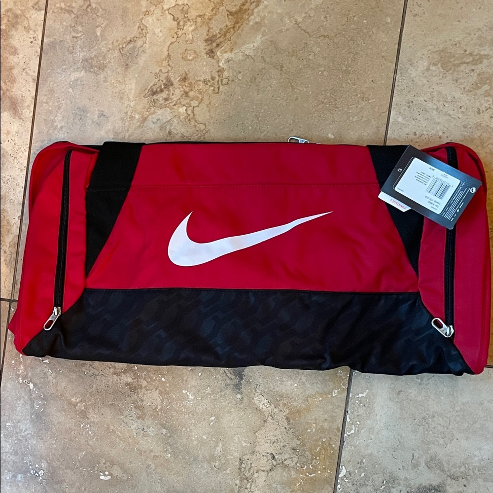 Nike Red and Black Sports Duffel Bag